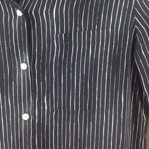 𝅺dkny Pure Black Striped Asymmetric Shirt Dress XS - Picture 6 of 7